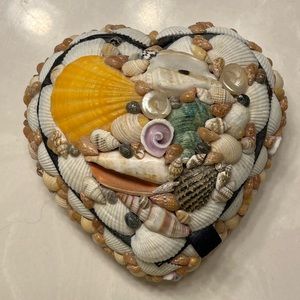 Heart shaped shell jewelry box.